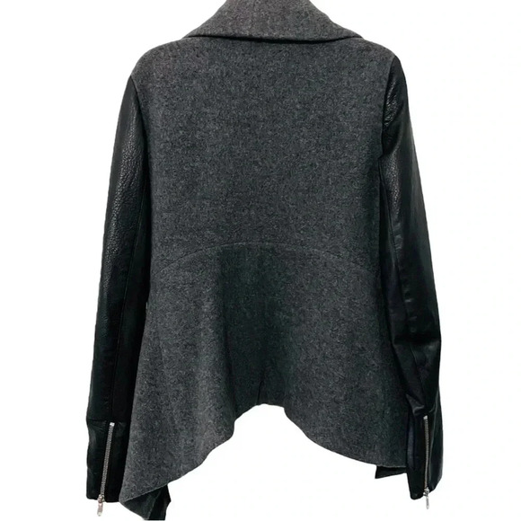 Theory Laura Leather Wool Cashmere Jacket Pea Coat - Picture 6 of 11